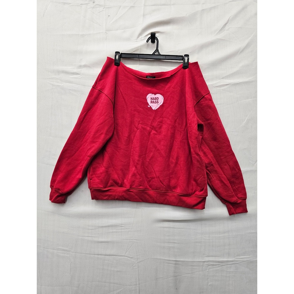 Wild Fable Womens Hard Pass Off Shoulder Sweatshirt Red Cotton Size Large